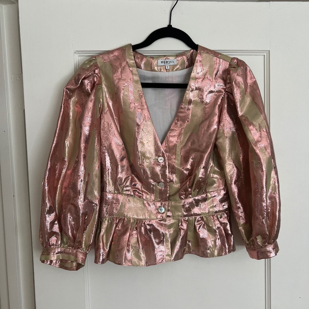 Horses Atelier - Metallic Blouse - Size 2 (altered)